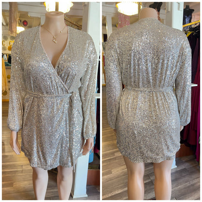 Sequin Wrap Dress