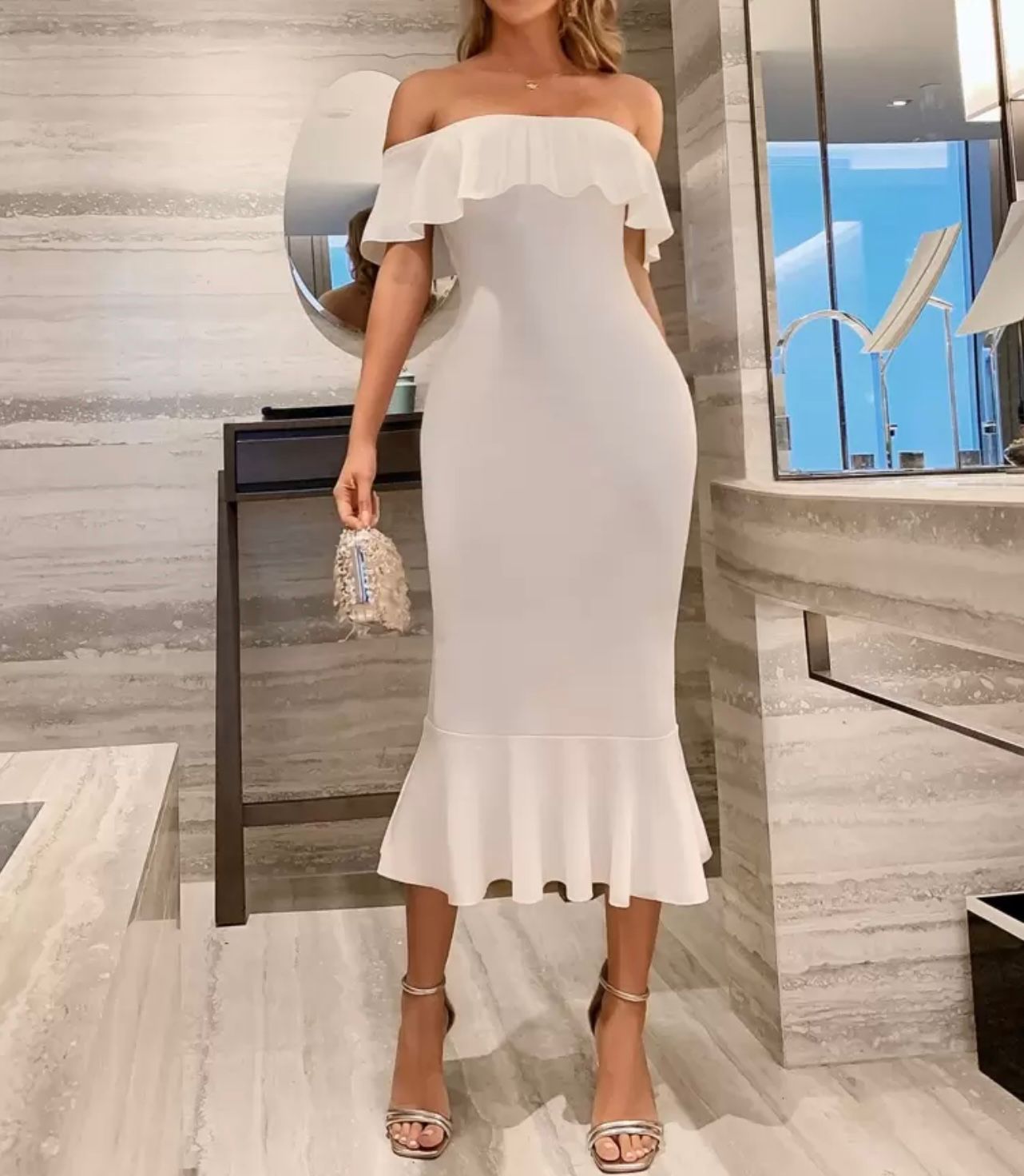 Off Shoulder Midi Dress