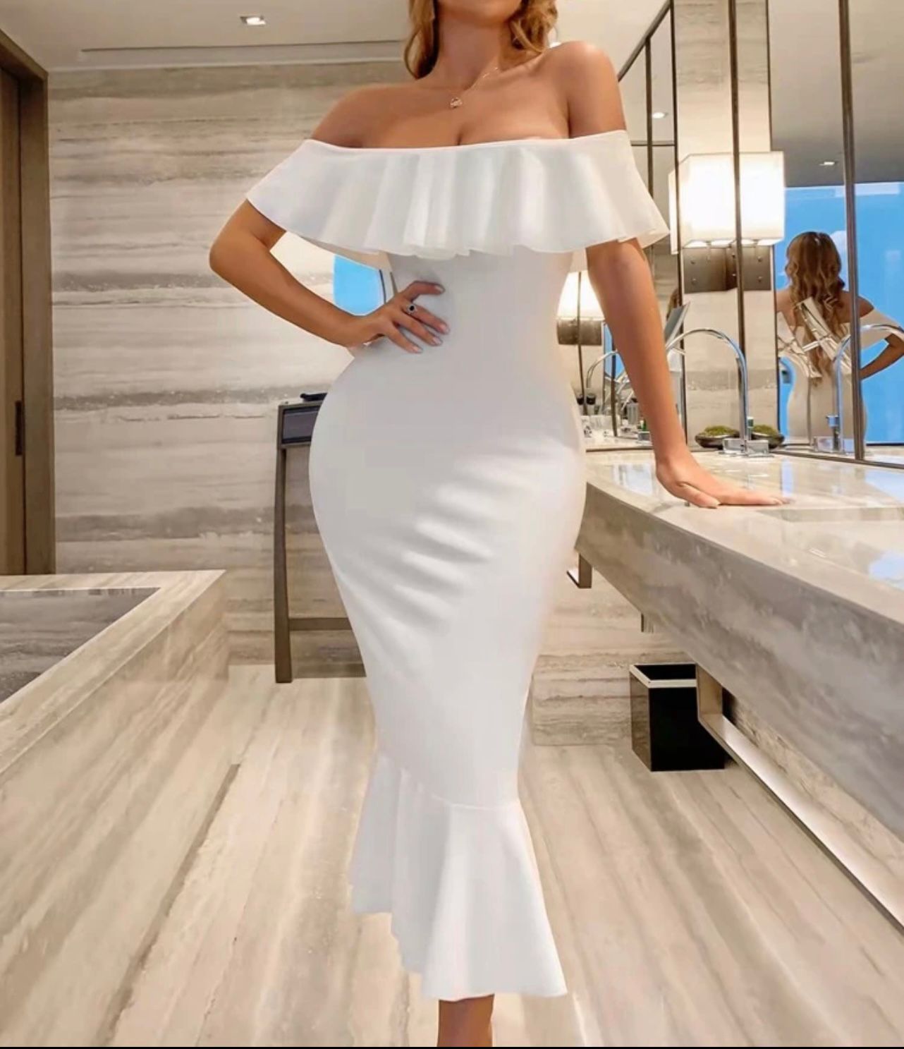 Off Shoulder Midi Dress