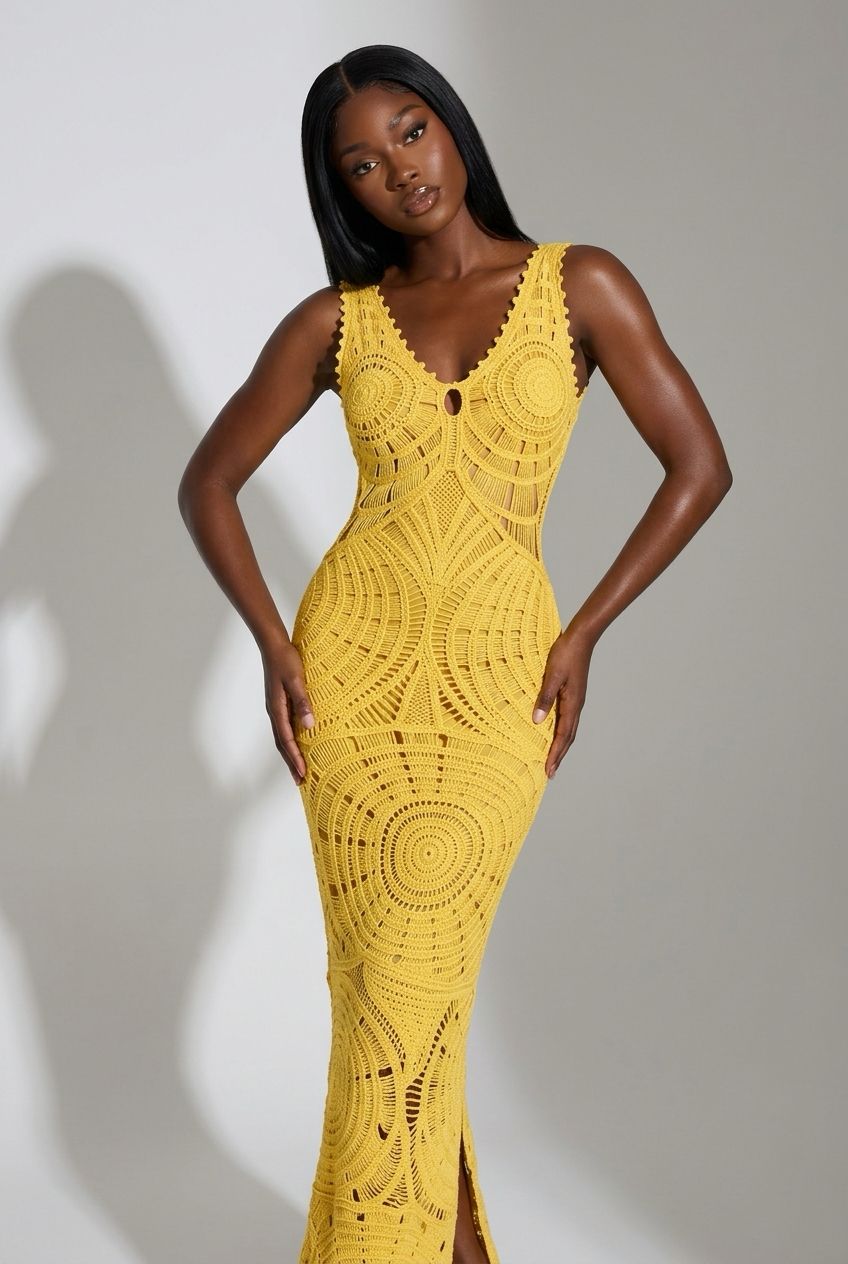 Summer Crochet Dress With Slit