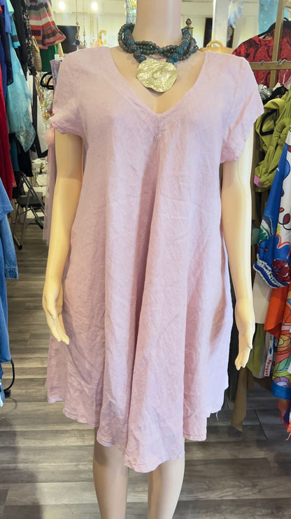 100% Italian Linen Dress With Pockets