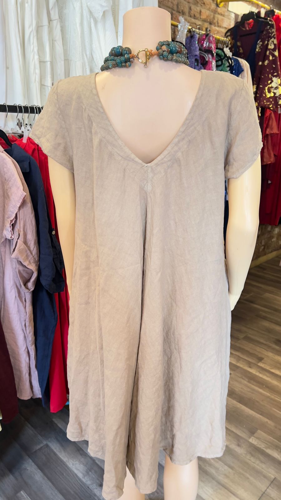 100% Italian Linen Dress With Pockets