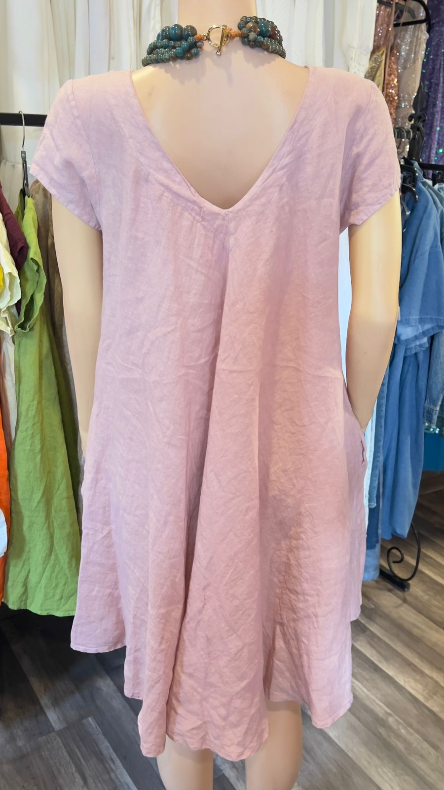 100% Italian Linen Dress With Pockets