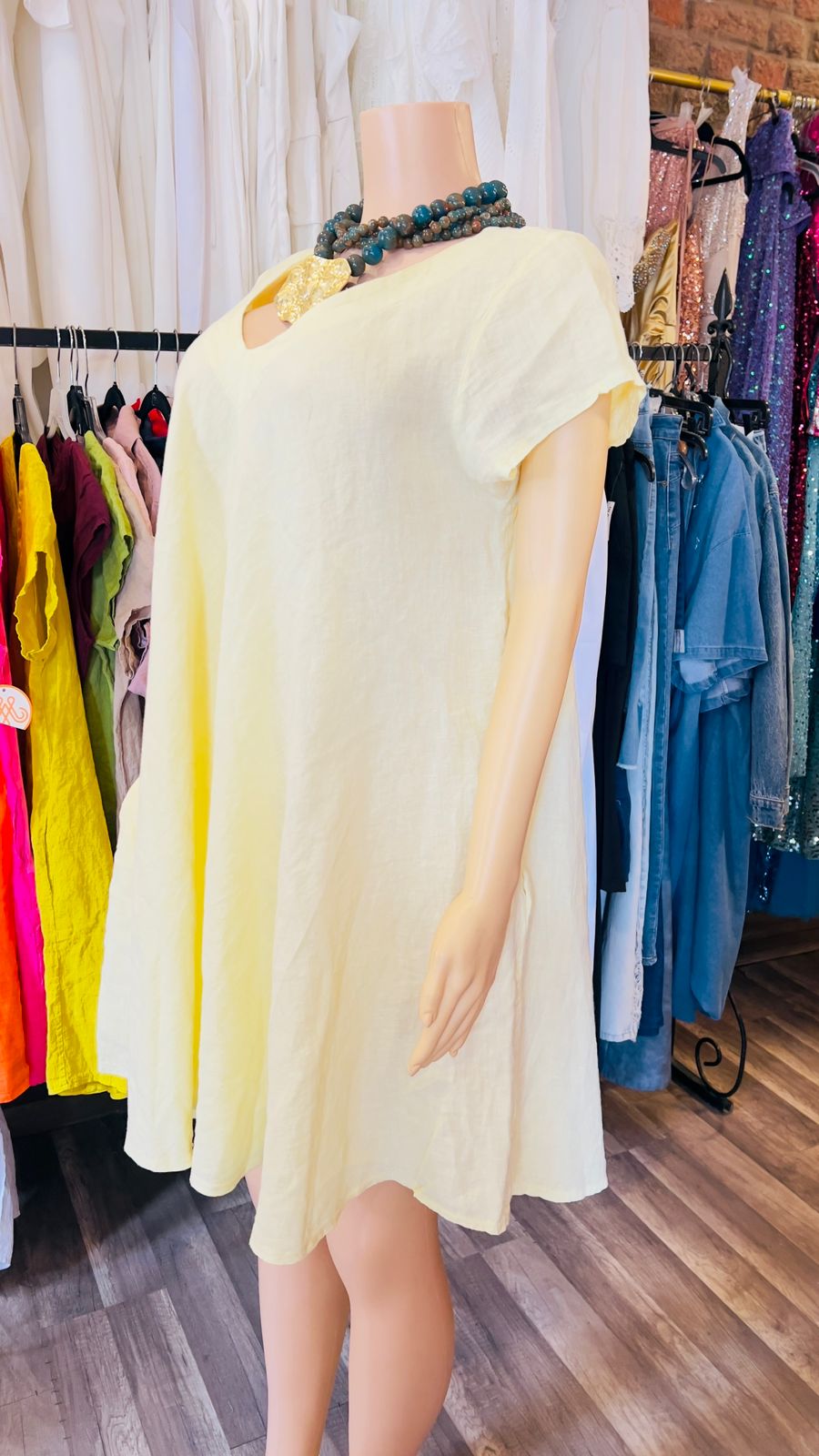 100% Italian Linen Dress With Pockets