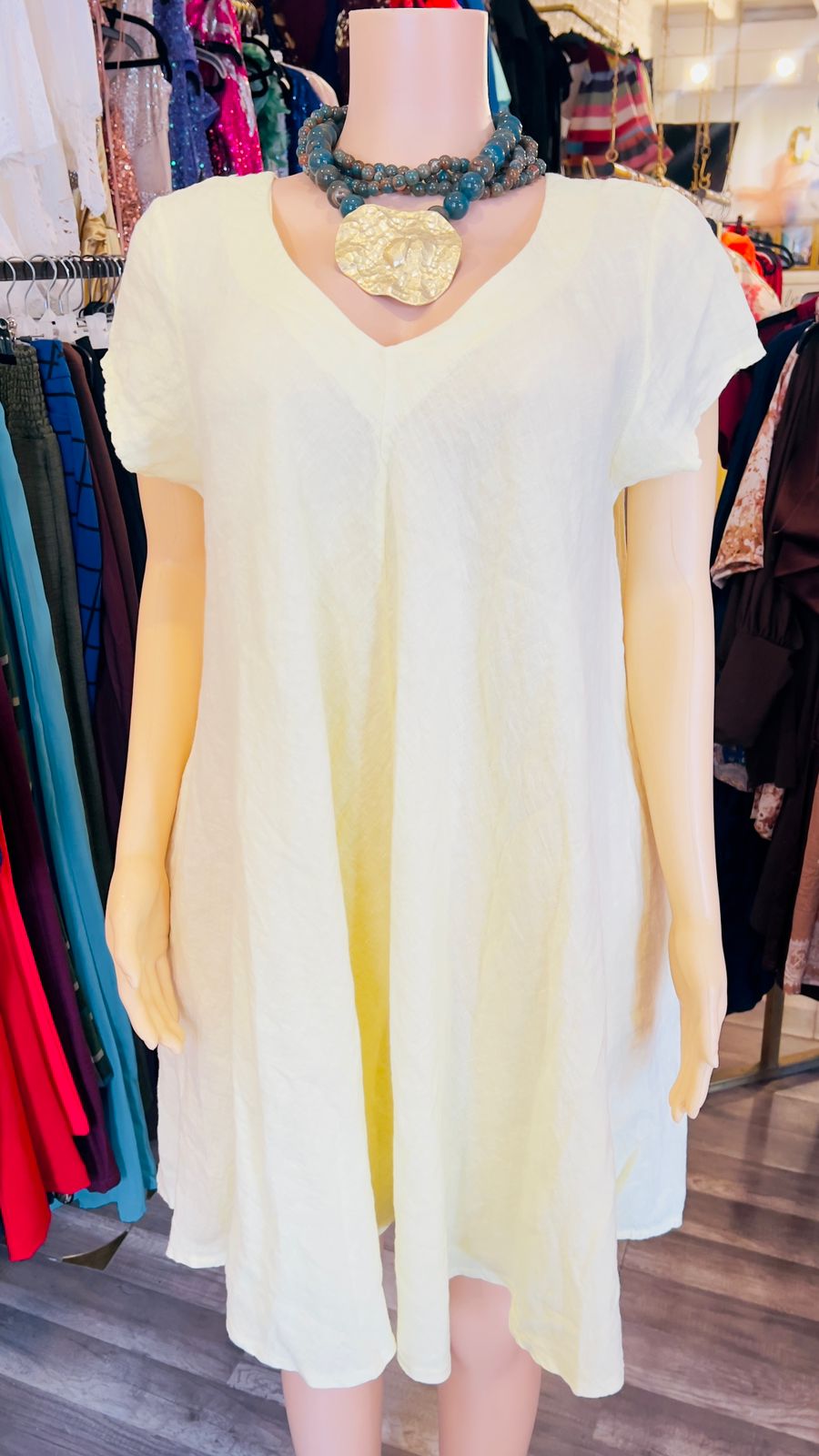 100% Italian Linen Dress With Pockets